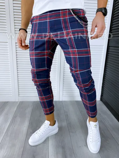 Pantaloni barbati casual regular fit in carouri B1546 D11-3